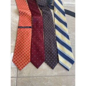 Tommy Hilfiger‎ Silk Ties Lot Of 4 1 NWT Polka Dot Geometric EUC